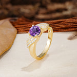 Unique Luxury 4-Prong Round Cut Amethyst Engagement Ring - Additional view