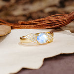 Unique Luxury 4-Prong Round Cut Moonstone Engagement Ring - Additional view