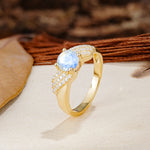 Unique Luxury 4-Prong Round Cut Moonstone Engagement Ring - Additional view