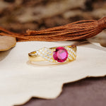 Unique Luxury 4-Prong Round Cut Ruby Engagement Ring - Additional view