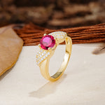 Unique Luxury 4-Prong Round Cut Ruby Engagement Ring - Additional view