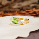 Unique Luxury 4-Prong Round Cut Peridot Engagement Ring - Additional view