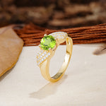 Unique Luxury 4-Prong Round Cut Peridot Engagement Ring - Additional view