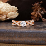 Unique Luxurious Wrap-Around 4-Prong Round Cut Moissanite Engagement Ring - Additional view