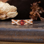 Unique Luxurious Wrap-Around 4-Prong Round Cut Garnet Engagement Ring - Additional view