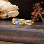 Unique Luxurious Wrap-Around 4-Prong Round Cut Sapphire Engagement Ring - Additional view