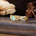 Unique Luxurious Wrap-Around 4-Prong Round Cut Fire Opal Engagement Ring - Additional view