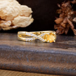 Unique Luxurious Wrap-Around 4-Prong Round Cut Citrine Engagement Ring - Additional view