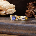 Unique Luxurious Wrap-Around 4-Prong Round Cut Tanzanite Engagement Ring - Additional view