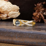 Unique Luxurious Wrap-Around 4-Prong Round Cut Black Rutilated Quartz Engagement Ring - Additional view
