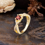 Unique Luxurious Wrap-Around 4-Prong Round Cut Garnet Engagement Ring - Additional view