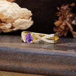 Unique Luxurious Wrap-Around 4-Prong Round Cut Amethyst Engagement Ring - Additional view