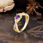 Unique Luxurious Wrap-Around 4-Prong Round Cut Amethyst Engagement Ring - Additional view