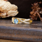Unique Luxurious Wrap-Around 4-Prong Round Cut Aquamarine Engagement Ring - Additional view