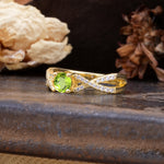 Unique Luxurious Wrap-Around 4-Prong Round Cut Peridot Engagement Ring - Additional view