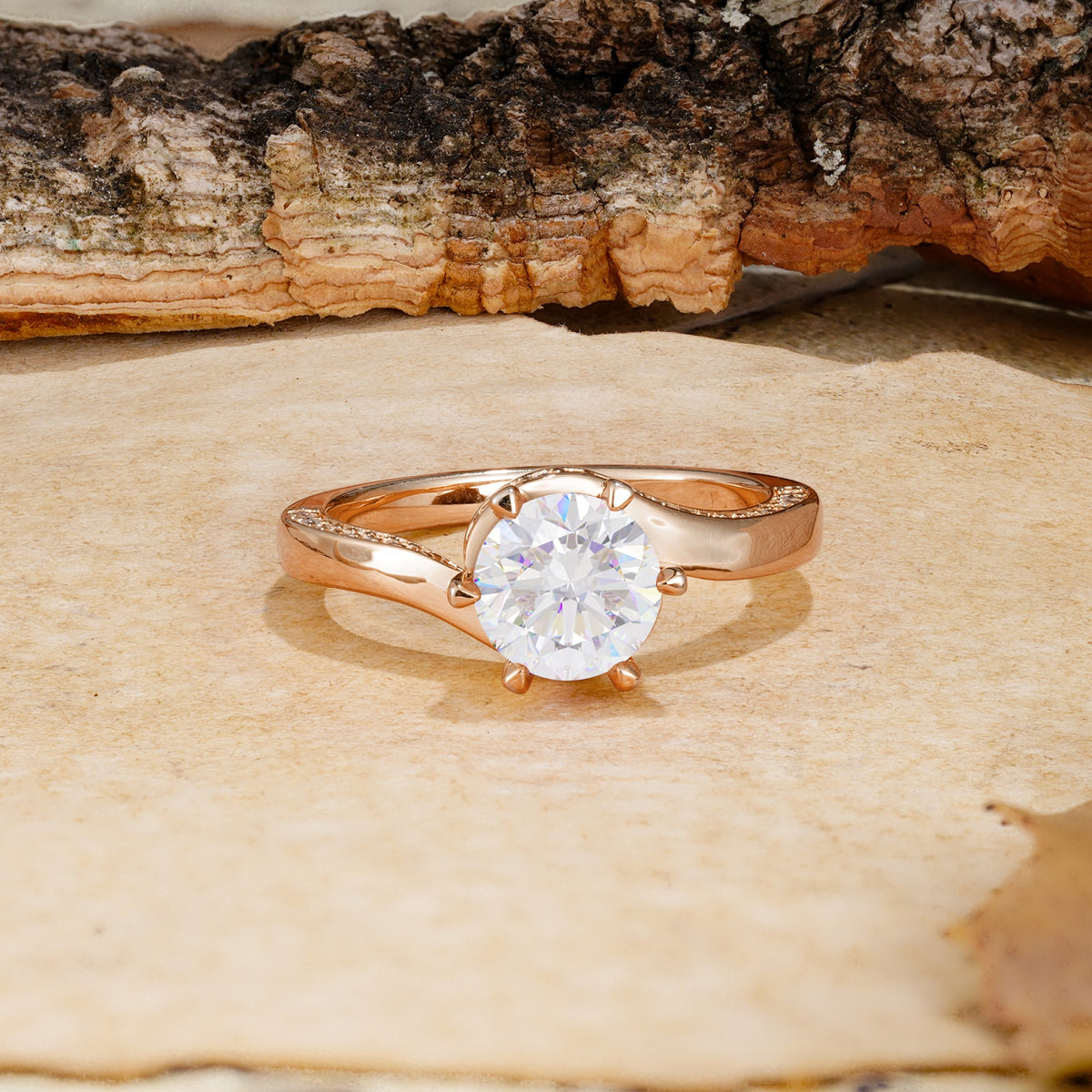 Classic Unique 6-Prong Round Cut Moissanite Engagement Ring - Additional view