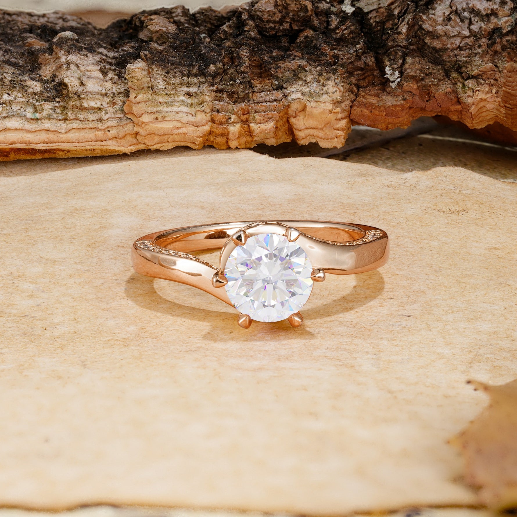 Classic Unique 6-Prong Round Cut Moissanite Engagement Ring - Additional view