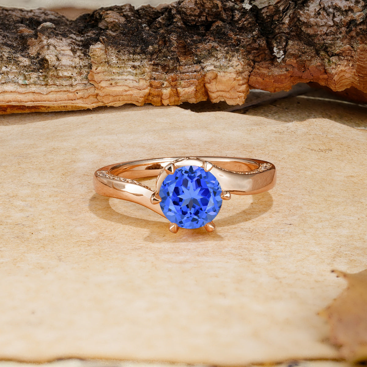 Classic Unique 6-Prong Round Cut Sapphire Engagement Ring - Additional view