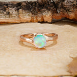 Classic Unique 6-Prong Round Cut Fire Opal Engagement Ring - Additional view