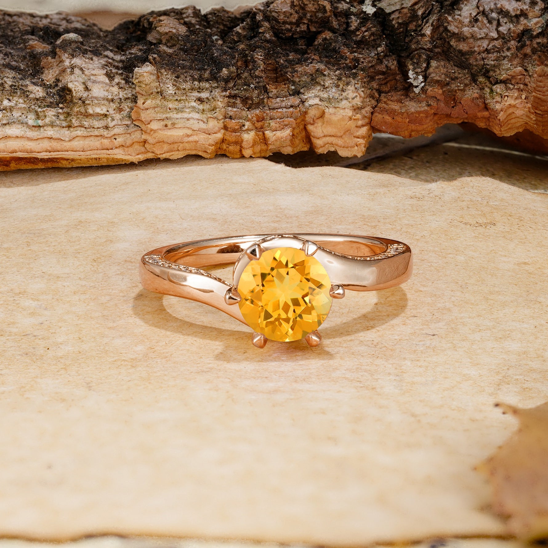 Classic Unique 6-Prong Round Cut Citrine Engagement Ring - Additional view