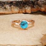 Classic Unique 6-Prong Round Cut Turquoise Engagement Ring - Additional view