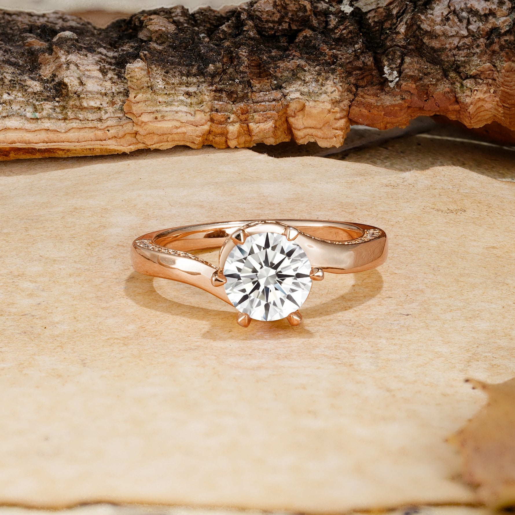 Classic Unique 6-Prong Round Cut Lab Diamond Engagement Ring - Additional view