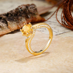 Classic Unique 6-Prong Round Cut Citrine Engagement Ring - Additional view