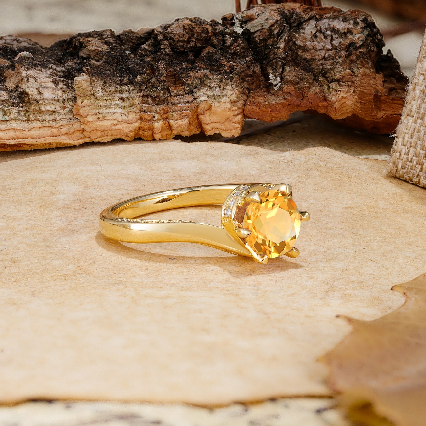 Classic Unique 6-Prong Round Cut Citrine Engagement Ring - Additional view