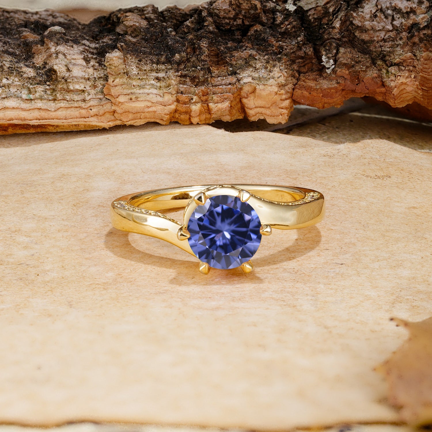 Classic Unique 6-Prong Round Cut Tanzanite Engagement Ring - Additional view