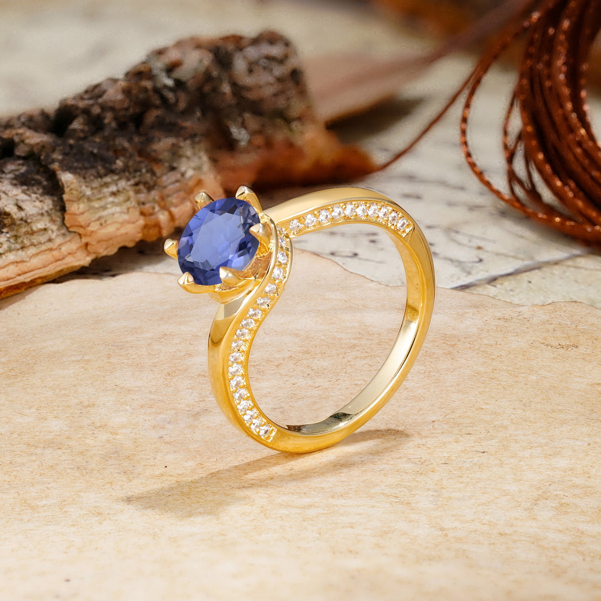 Classic Unique 6-Prong Round Cut Tanzanite Engagement Ring - Additional view