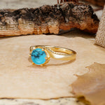 Classic Unique 6-Prong Round Cut Turquoise Engagement Ring - Additional view