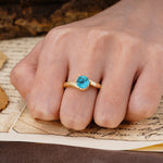 Classic Unique 6-Prong Round Cut Turquoise Engagement Ring - Additional view