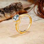 Classic Unique 6-Prong Round Cut Moss Agate Engagement Ring - Additional view