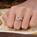 Classic Unique 6-Prong Round Cut Moss Agate Engagement Ring - Additional view