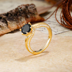 Classic Unique 6-Prong Round Cut Black Onyx Engagement Ring - Additional view