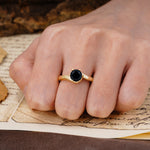 Classic Unique 6-Prong Round Cut Black Onyx Engagement Ring - Additional view