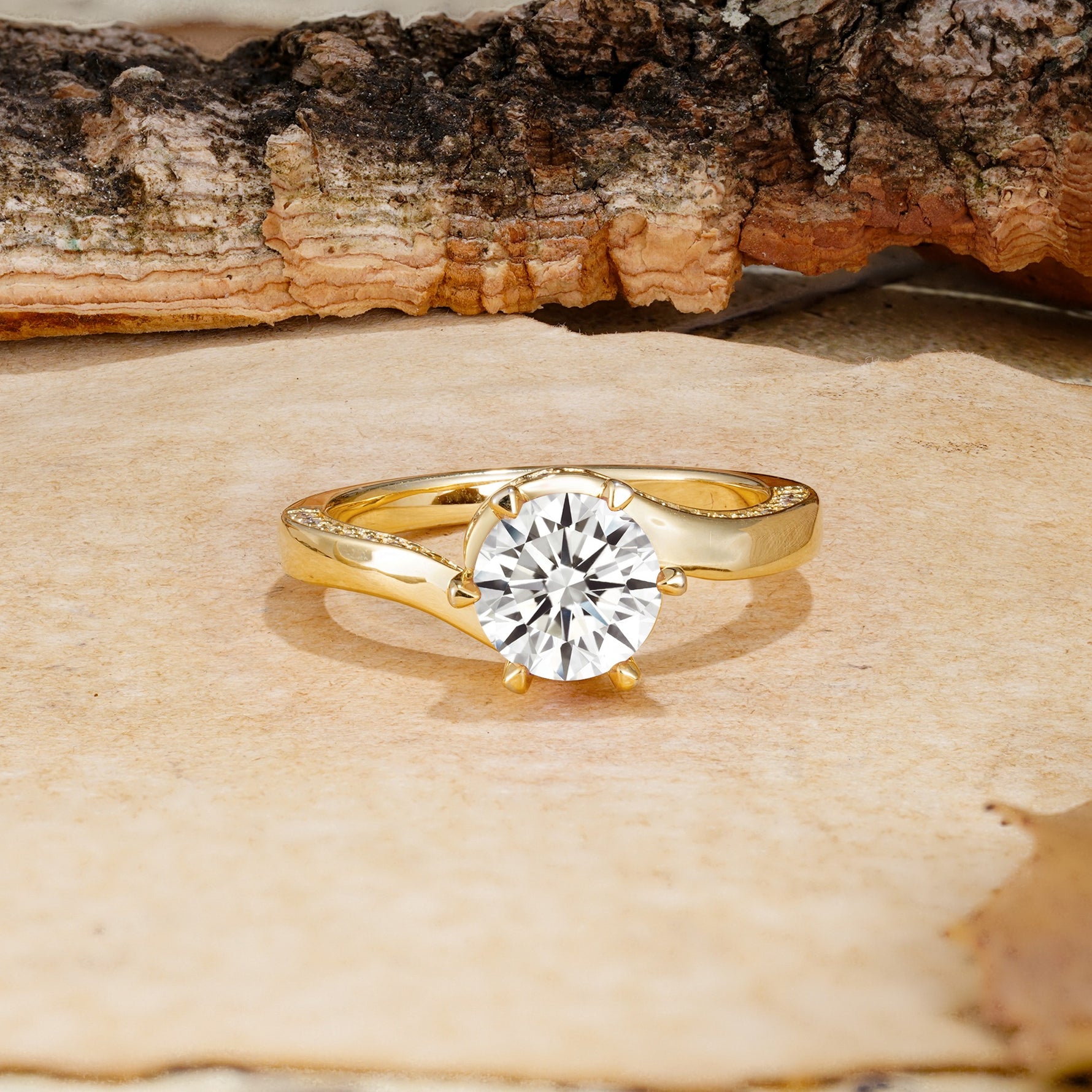 Classic Unique 6-Prong Round Cut Lab Diamond Engagement Ring - Additional view
