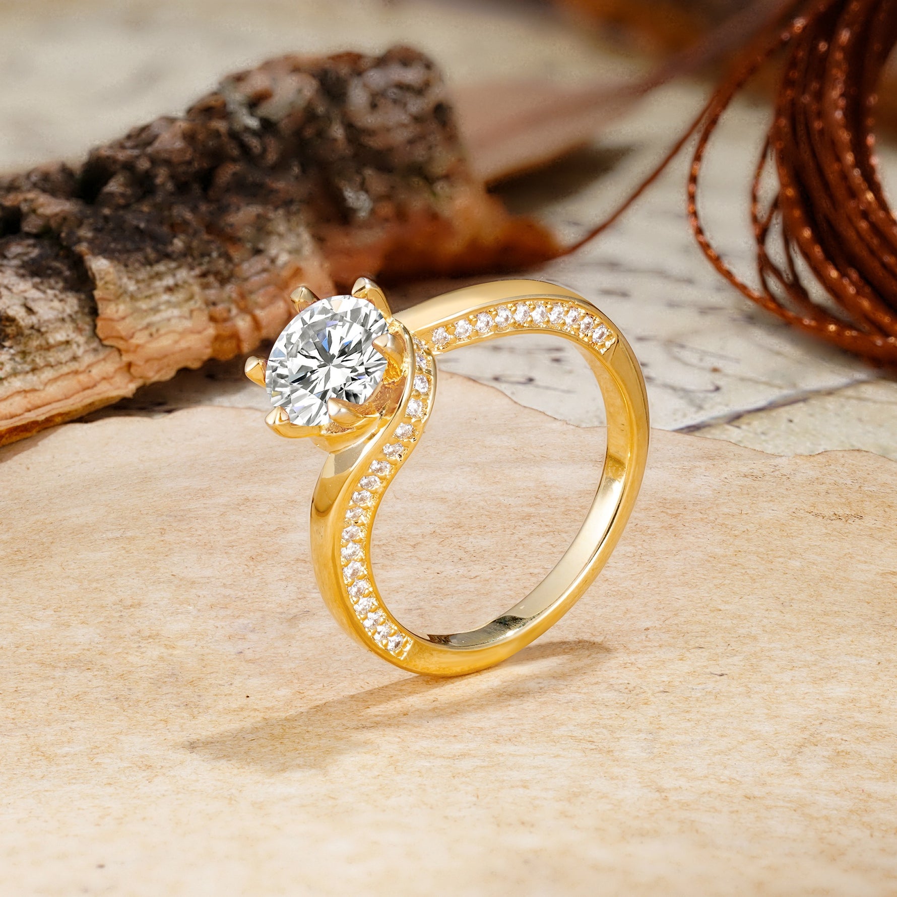 Classic Unique 6-Prong Round Cut Lab Diamond Engagement Ring - Additional view
