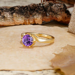 Classic Unique 6-Prong Round Cut Amethyst Engagement Ring - Additional view