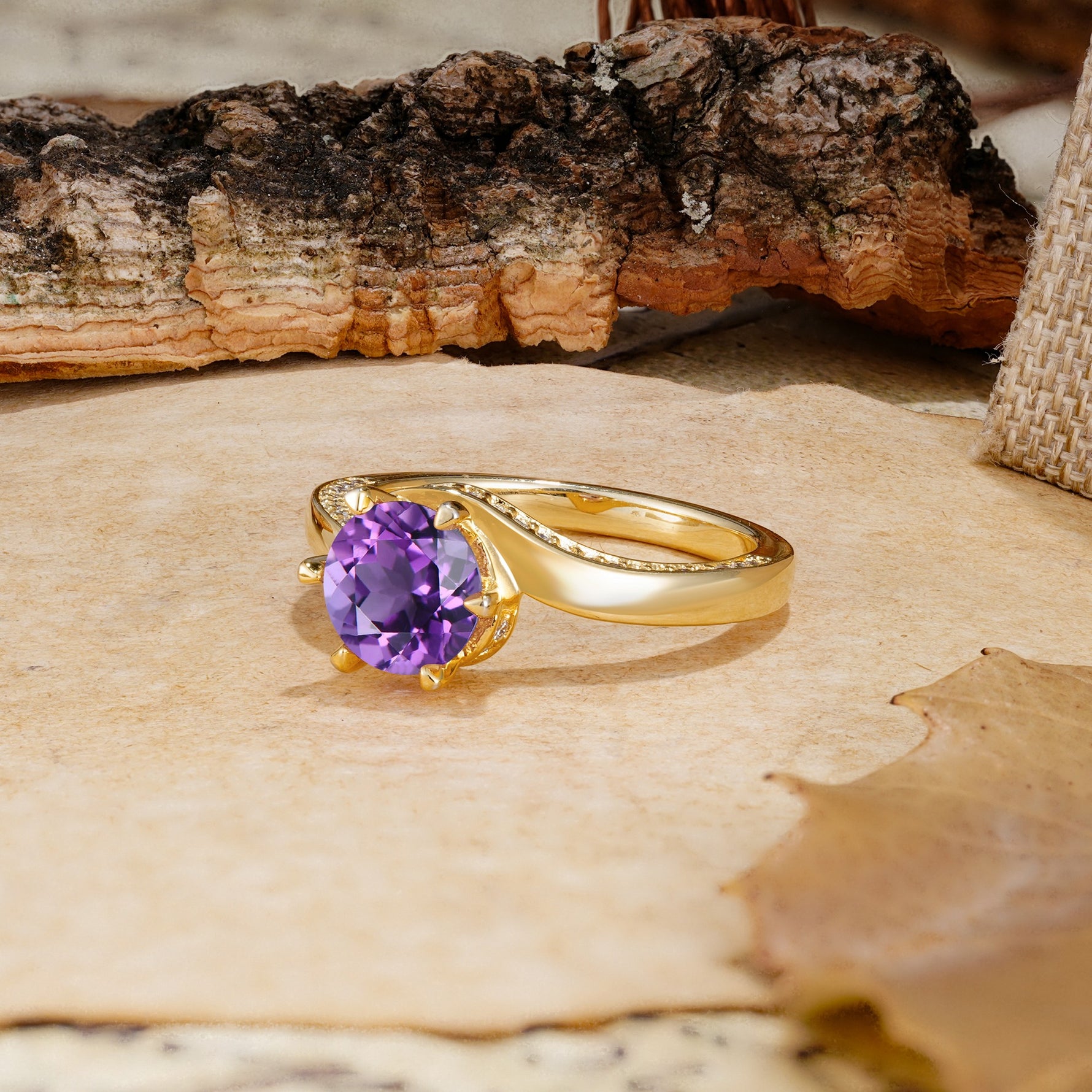 Classic Unique 6-Prong Round Cut Amethyst Engagement Ring - Additional view