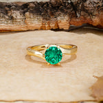 Classic Unique 6-Prong Round Cut Emerald Engagement Ring - Additional view