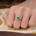 Classic Unique 6-Prong Round Cut Emerald Engagement Ring - Additional view