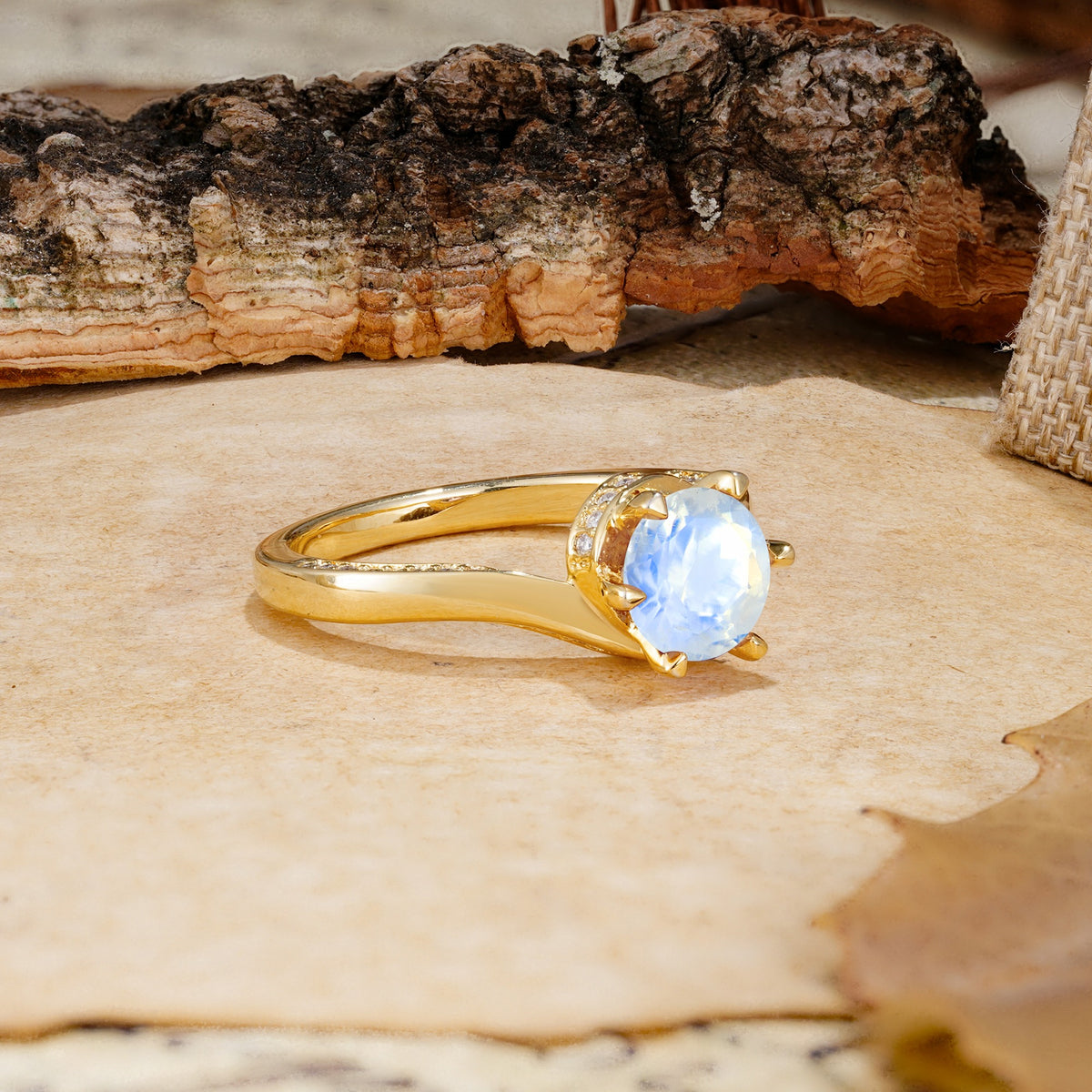 Classic Unique 6-Prong Round Cut Moonstone Engagement Ring - Additional view