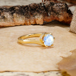 Classic Unique 6-Prong Round Cut Moonstone Engagement Ring - Additional view