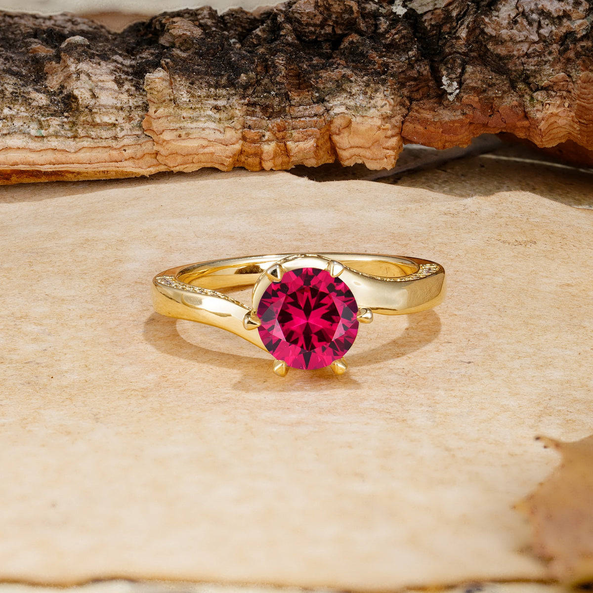 Classic Unique 6-Prong Round Cut Ruby Engagement Ring - Additional view