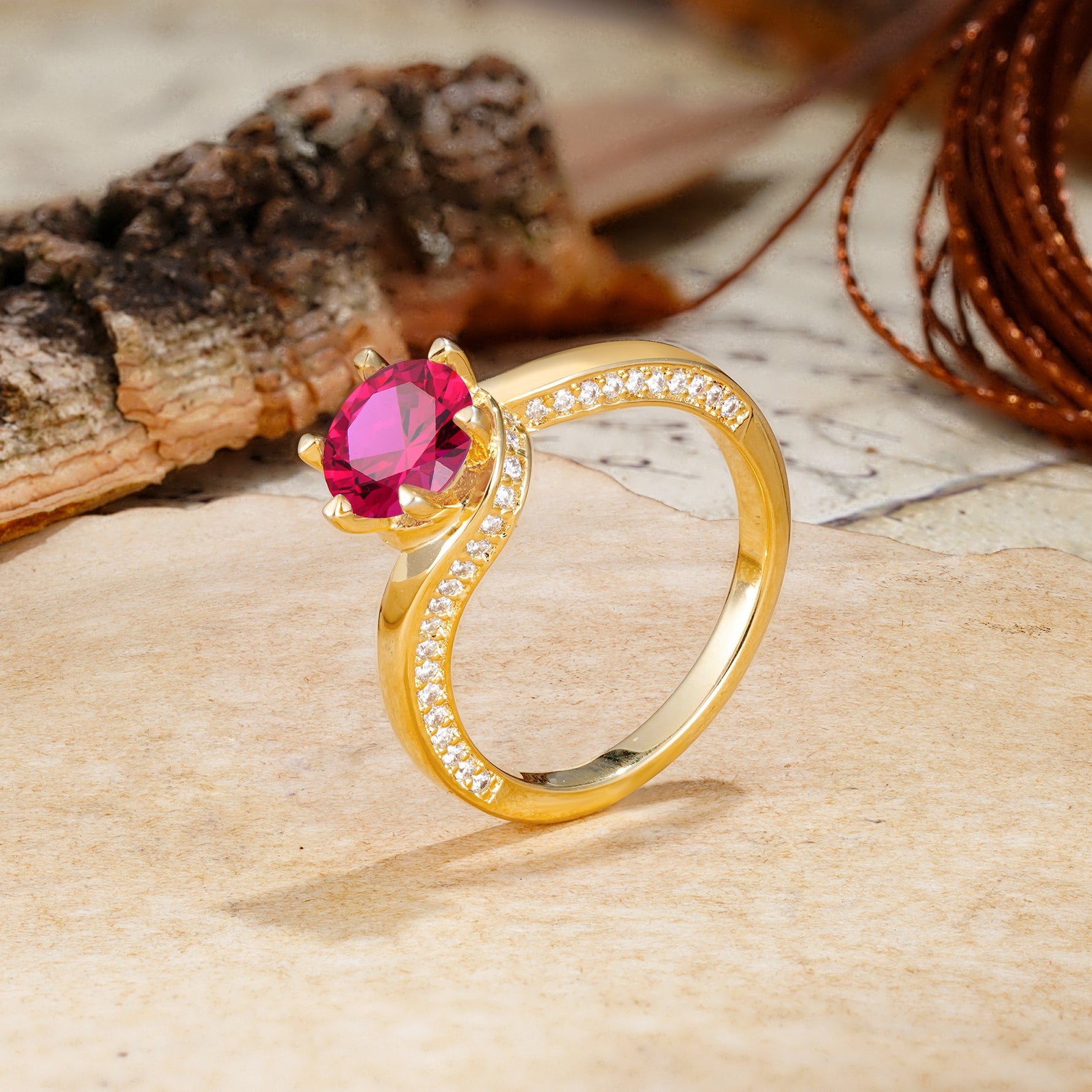 Classic Unique 6-Prong Round Cut Ruby Engagement Ring - Additional view