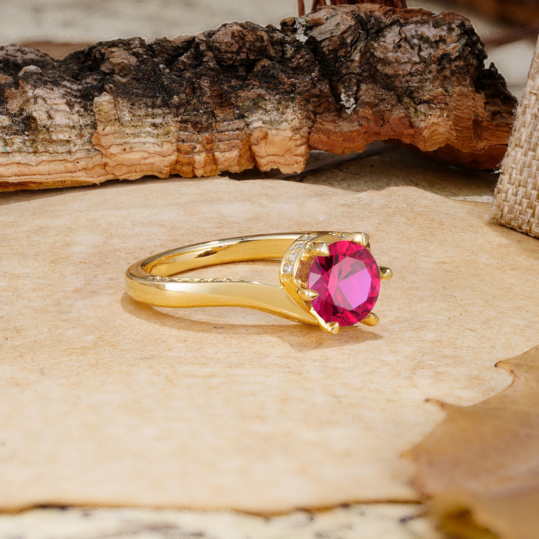 Classic Unique 6-Prong Round Cut Ruby Engagement Ring - Additional view