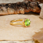 Classic Unique 6-Prong Round Cut Peridot Engagement Ring - Additional view