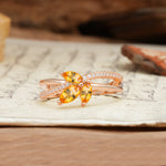 Natural Inspiration Clover Shape 2 Prong Marquise Cut Citrine Engagement Ring - Additional view