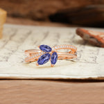 Natural Inspiration Clover Shape 2 Prong Marquise Cut Tanzanite Engagement Ring - Additional view